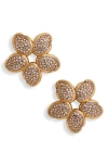 Oscar De La Renta Pavé Crystal Flower Drop Earrings In Rose