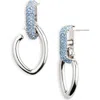 Oscar De La Renta Pavé Crystal Link Drop Earrings In Blue/silver