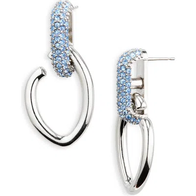 Oscar De La Renta Pavé Crystal Link Drop Earrings In Blue/silver