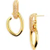 Oscar De La Renta Pavé Crystal Link Drop Earrings In Crystal/gold
