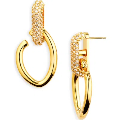Oscar De La Renta Pavé Crystal Link Drop Earrings In Crystal/gold