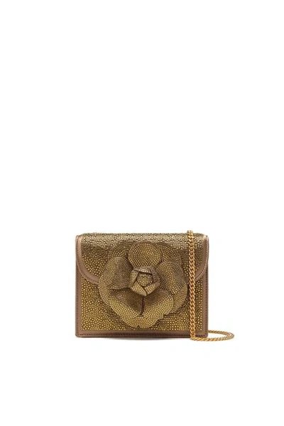 Oscar De La Renta Pave Crystal Mini Tro Bag In Brown