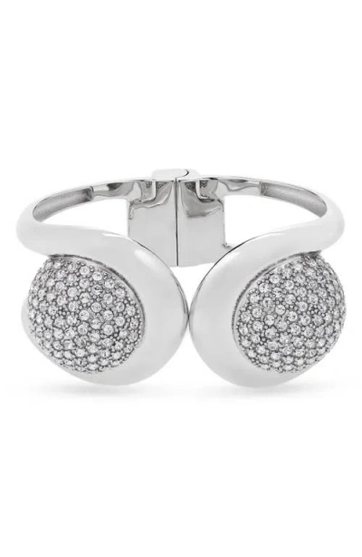 Oscar De La Renta Pavè Hinge Cuff Bracelet In Silver