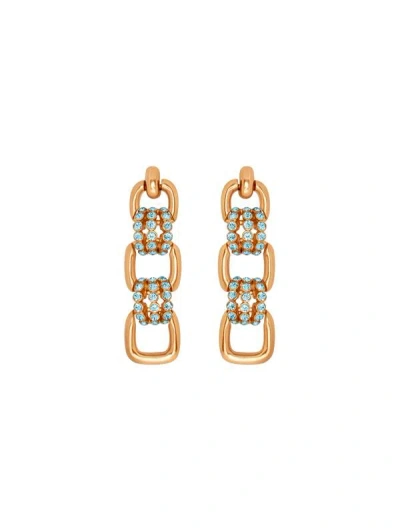 Oscar De La Renta Pavé-crystal Link Drop Earrings In Aquamarine