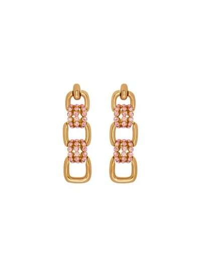 Oscar De La Renta Pavé-crystal Link Drop Earrings In Rose