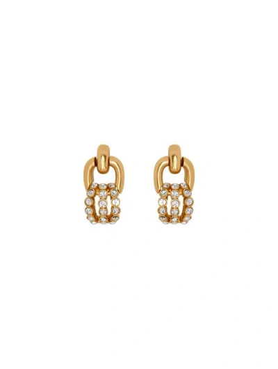 Oscar De La Renta Pavé Link Earrings In Gold