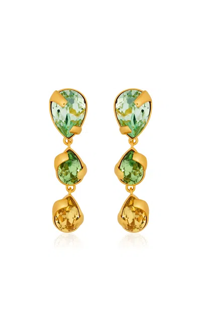 Oscar De La Renta Pear Rhinestone Triple Drop Earrings In Multi