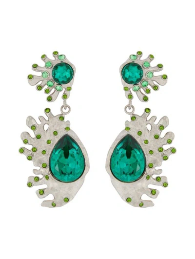 Oscar De La Renta Pear-shaped Cactus Drop Earrings In Emerald