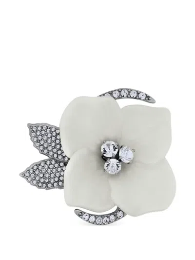Oscar De La Renta Pearl Blossom Flower-shaped Hair Clip In Metallic