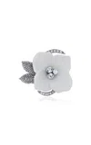 Oscar De La Renta Pearl Blossom Pinch Clip In Metallic