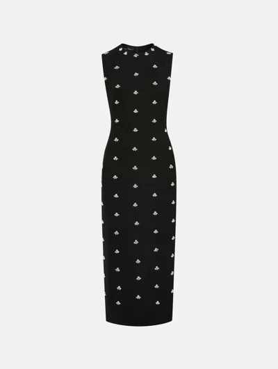 Oscar De La Renta Pearl Cabochon Cocktail Dress In Black