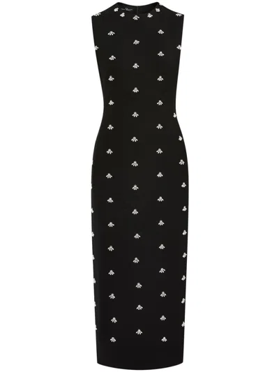 Oscar De La Renta Pearl Cabochon Cocktail Dress In Black