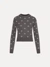 Oscar De La Renta Pearl Cabochon Pullover In Gray