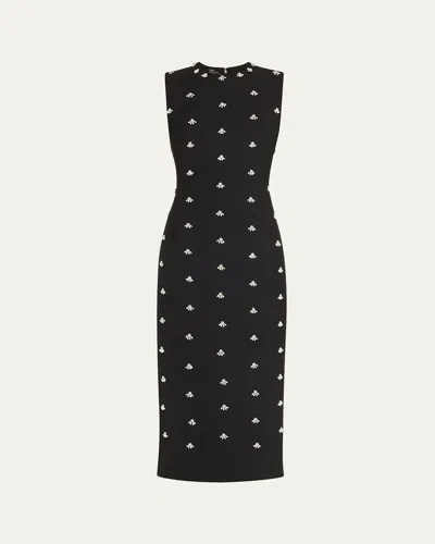 Oscar De La Renta Pearl Cabochon Cocktail Dress In Black