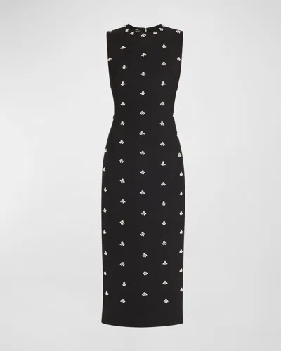 Oscar De La Renta Pearl Cabochon Cocktail Dress In Black