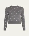 Oscar De La Renta Pearl Cabochon Wool Pullover In Charcoal