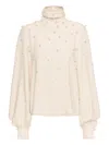 Oscar De La Renta Pearl Cluster Blouse In Neutral