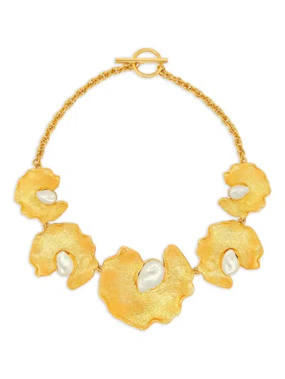 Oscar De La Renta Pearl-detailing Necklace In Yellow