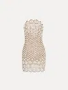 Oscar De La Renta Pearly Scallop Strapless Mini Cocktail Dress