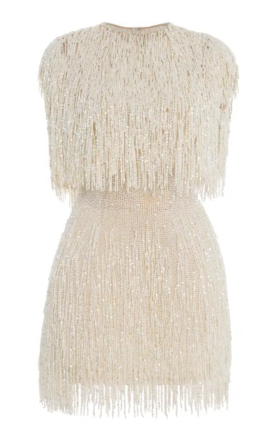 Oscar De La Renta Pearl-fringed Mini Dress In White