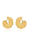 Oscar De La Renta Pearl Liilypad Clip-on Hoop Earrings In Gold