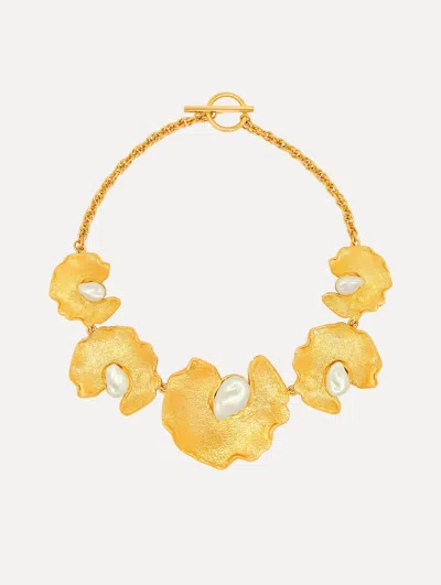 Oscar De La Renta Pearl Lily Pad Necklace