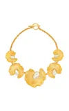 Oscar De La Renta Pearl Lilypad Necklace In Gold