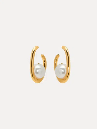 Oscar De La Renta Pearl O Hoop Earrings