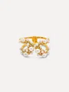 Oscar De La Renta Pearl Pav Cluster Cuff Bracelet In Gold