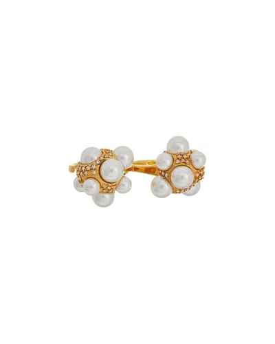 Oscar De La Renta Pearl Pave Cluster Double Ring