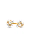 Oscar De La Renta Pearl Pave Cluster Double Ring In Gold