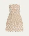 Oscar De La Renta Pearly Scallop Strapless Mini Cocktail Dress In Pearl