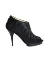 Oscar De La Renta Peep-toe Platform Boots In Black Satin In Black