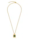 Oscar De La Renta Rectangle Crystal Pendant Necklace In Gold