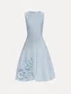 Oscar De La Renta Appliqued-floral Mini Dress In Blue