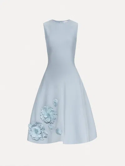 OSCAR DE LA RENTA PEONY APPLIQU KNIT DRESS