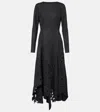 Oscar De La Renta Peony Asymmetric Wool Midi Dress In Black