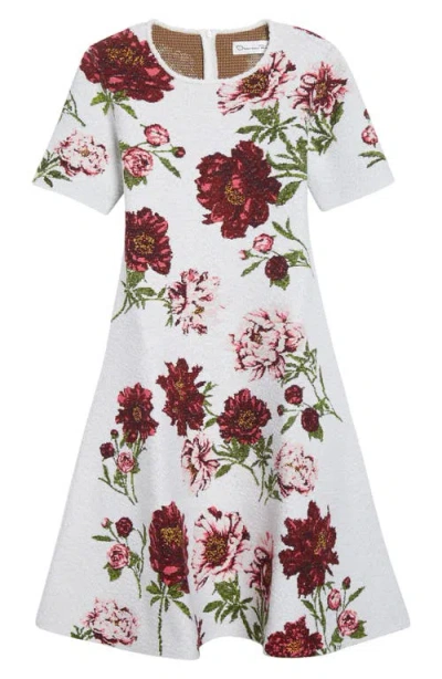 Oscar De La Renta Peony Bouclé Jacquard Fit & Flare Dress In Multi