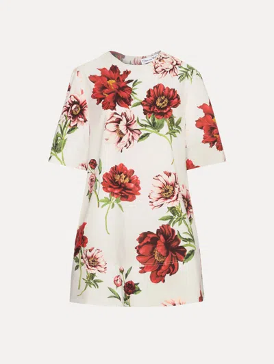 Oscar De La Renta Peony Cotton Poplin Shift Dress In Multi