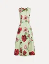 Oscar De La Renta Peony Cotton Poplin Sleeveless Dress In Multi