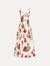 Oscar De La Renta Sleeveless V-neck Peony-print Poplin Day Dress In Multi
