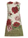 Oscar De La Renta Peony Floral Shift Mini Dress In Neutral