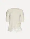 Oscar De La Renta Peony Guipure Insert Pullover In Neutral