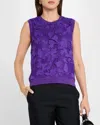 Oscar De La Renta Peony Guipure Inset Tank Sweater In Violet In Purple