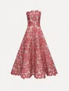 Oscar De La Renta Floral-guipure Strapless Dress In Pink
