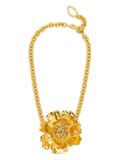 Oscar De La Renta Peony Pendant Necklace In Gold