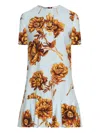 Oscar De La Renta Peony-print Mini Dress In Multi