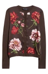 Oscar De La Renta Peony Print Silk Blend Cardigan In Multi