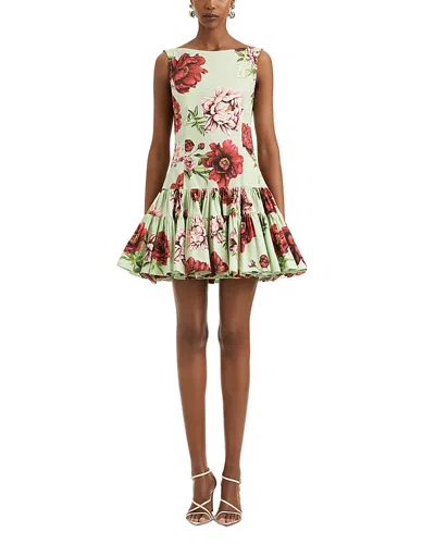 Oscar De La Renta Peony Print Sleeveless Dress In Multi