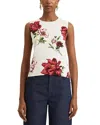 Oscar De La Renta Sleeveless Peony Print Twinset Tank Top In Multi